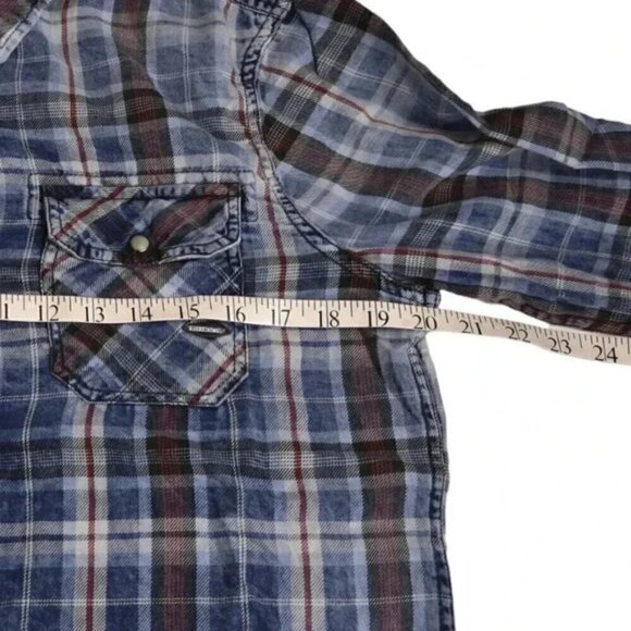 NWT Buffalo Plaid Check Blue Snap Button Dress Shirt Size Large - Picture 11 of 14